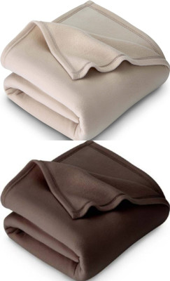 VORDVIGO Solid Single Fleece Blanket for  Heavy Winter(Polyester, Beige, Brown)