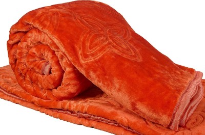 Blessing Home Solid Single Mink Blanket for  Heavy Winter(Polyester, Rust)