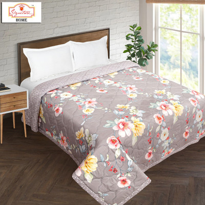 Signature Floral Double Comforter for  AC Room(Microfiber, Velvet Mahroon Heavy Winters Free Storage Bag31)