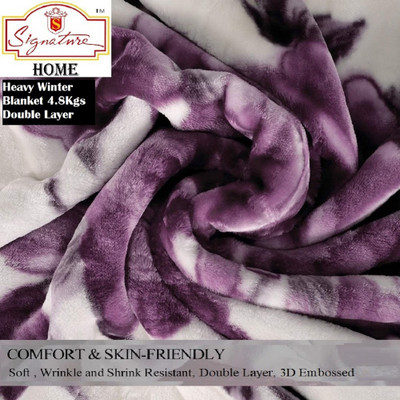 Signature Floral Double Mink Blanket for  Heavy Winter(Fur, Multicolor)