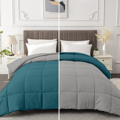 Razzai Solid Single Comforter for  Heavy Winter(Microfiber, Teal, Silver)