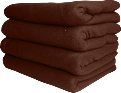 HOMIEE Solid Single Fleece Blanket for  AC Room(Polyester, 4 Brown)