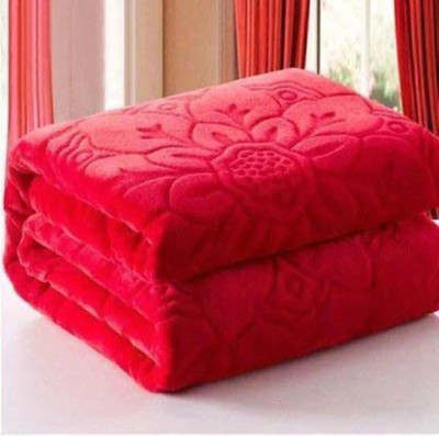 kirshinaENTERPRISES Floral Double Mink Blanket for  Heavy Winter(Microfiber, Red)