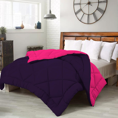 NK Handlooms Solid Single Comforter for  Heavy Winter(Poly Cotton, purple&pink)