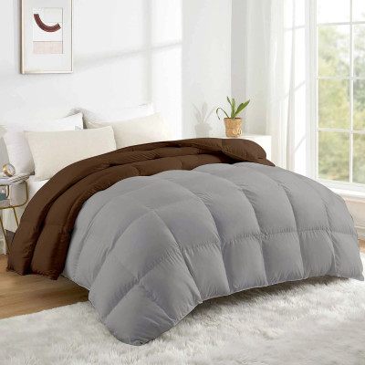 Razzai Solid Queen Comforter for  Heavy Winter(Microfiber, Chocolate, Silver)