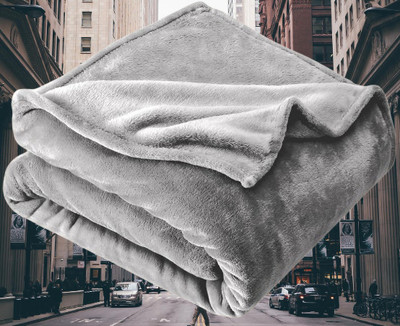 KIXTA Self Design Double AC Blanket for  AC Room(Microfiber, Grey)