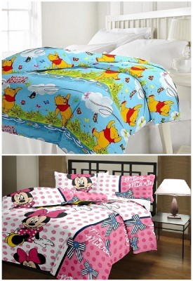 HND Cartoon Single AC Blanket for  AC Room(Poly Cotton, Blue, Pink)
