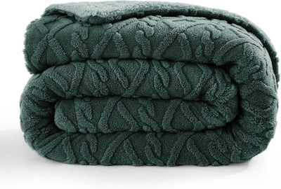 BSB HOME Solid Single Sherpa Blanket for  Heavy Winter(Fur, Dark Green)