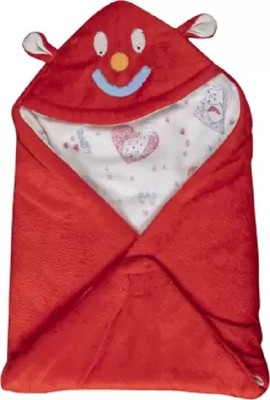 R2H2 Solid Single Hooded Baby Blanket for  Mild Winter(Woollen Blend, Red)