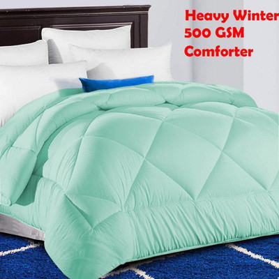 EVOL Solid Single Comforter for  Heavy Winter(Poly Cotton, Sky Blue)