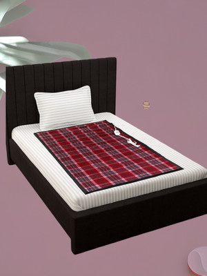 LERV'S Collection Checkered Single Electric Blanket for  AC Room(Woollen Blend, Maroon)