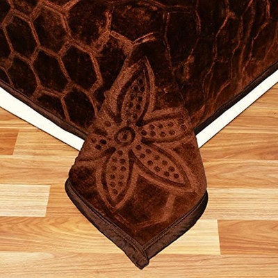 KIXTA Self Design Double Mink Blanket for  Heavy Winter(Microfiber, Brown)