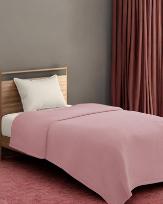 The Home Talk Solid Single Fleece Blanket for  AC Room(Polyester, Pink)