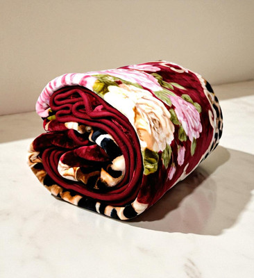 GKM Self Design Single Mink Blanket for  Mild Winter(Microfiber, Multicolor)