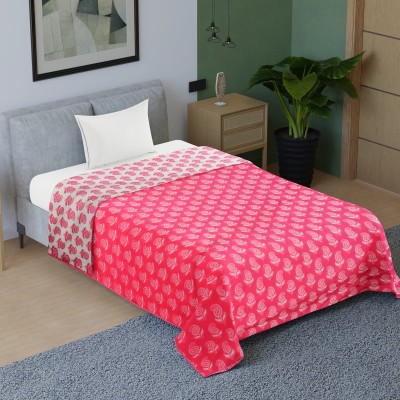 MFI Printed Double Dohar for  AC Room(Cotton, Pink)