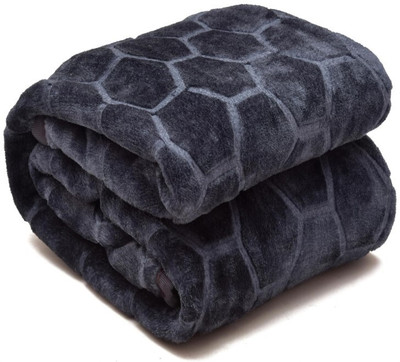 Barbarik Floral Single Mink Blanket for  Mild Winter(Microfiber, Grey)