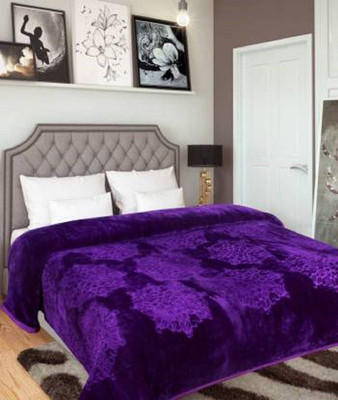 Swikon star Printed Double Mink Blanket for  Mild Winter(Microfiber, Purple)