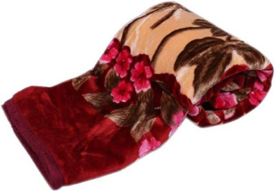 GKM Floral Single Mink Blanket for  Heavy Winter(Microfiber, Multicolor)