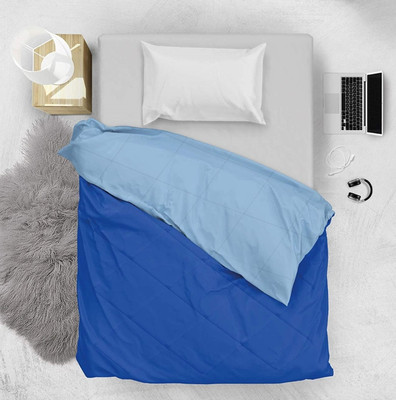 YUKU Solid Double Comforter for  Mild Winter(Microfiber, Dark Blue, Light Blue)