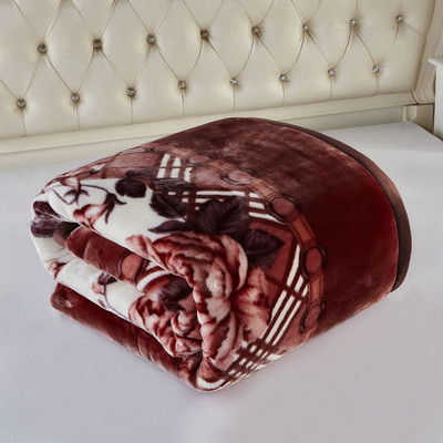 HOLYKRAFT Floral Double Mink Blanket for  Heavy Winter(Polyester, Rust Brown)