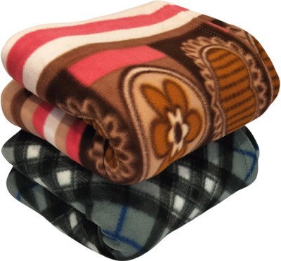 HOMIEE Floral Single Fleece Blanket for  Heavy Winter(Polyester, 2 set type-001)