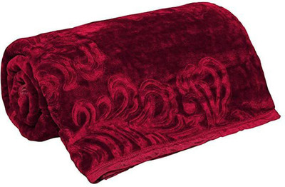 Convalexa Self Design Double Mink Blanket for  Heavy Winter(Fur, Maroon)