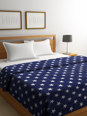 Cortina Abstract Double Comforter for  Mild Winter(Microfiber, Blue, White)
