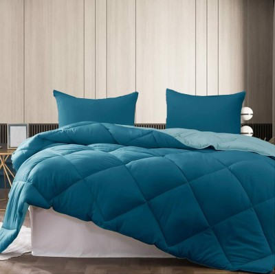 Febriva by Mild Winter Solid Double Comforter for  AC Room(Polyester, Sea Turtle Teal & Caribbean Blue)