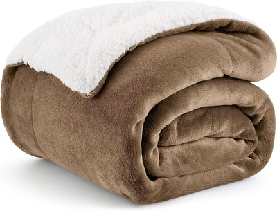 BSB HOME Solid Double Sherpa Blanket for  Heavy Winter(Polyester, Brown)