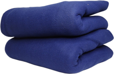 HOMIEE Solid Double Fleece Blanket for  Heavy Winter(Polyester, Blue)