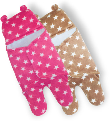 New Born Procare Polka King Hooded Baby Blanket for  Heavy Winter(Fur, Multicolor)