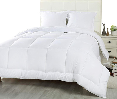 Linenovation Solid Double Comforter for  Heavy Winter(Cotton, White)