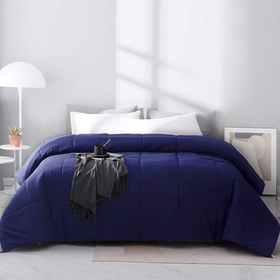 Texlux Solid Double Duvet for  Mild Winter(Poly Cotton, Dark Blue)