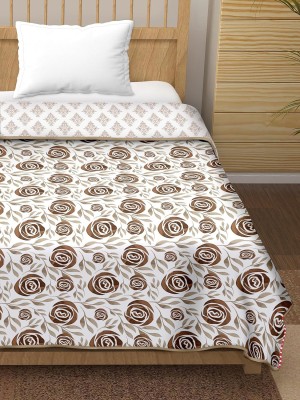 Navhal Floral Double Dohar for  AC Room(Cotton, Brown flower)