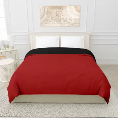 CRAZY WORLD Geometric Double Comforter for  Mild Winter(Poly Cotton, Black, Red)