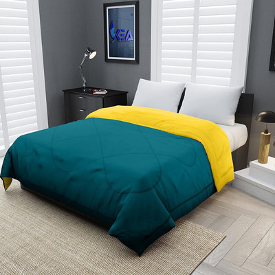 Relaxfeel Solid Single Comforter for  Heavy Winter(Poly Cotton, Teal & Yelloiw)