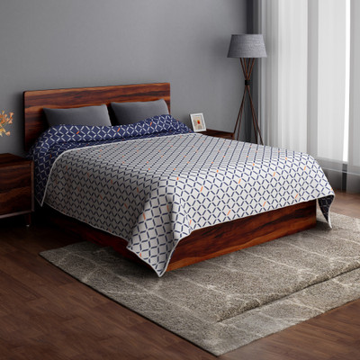 Sleepyhead Geometric Single Dohar for  Heavy Winter(Cotton, Prussian Blue)