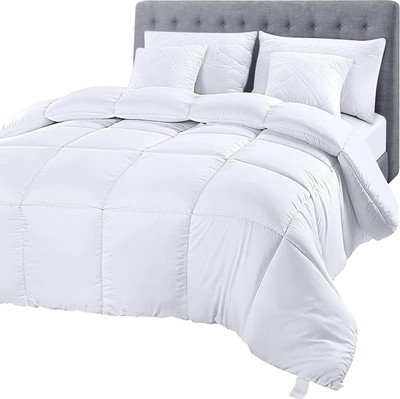 ASHEL Solid Single Comforter for  Heavy Winter(Polyester, White)