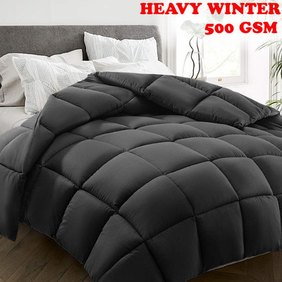 Texlux Solid Double Comforter for  Heavy Winter(Poly Cotton, Grey)
