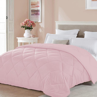 Linenovation Solid Single Comforter for  Mild Winter(Poly Cotton, Pink)