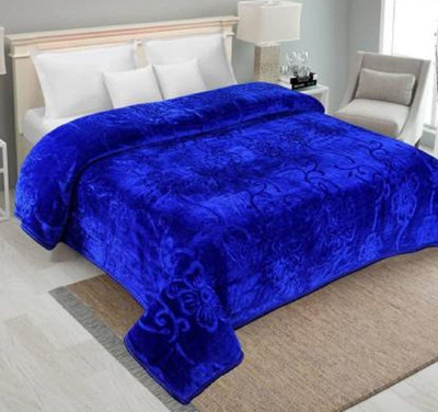 Retreat Solid Double AC Blanket for  Heavy Winter(Microfiber, Blue)