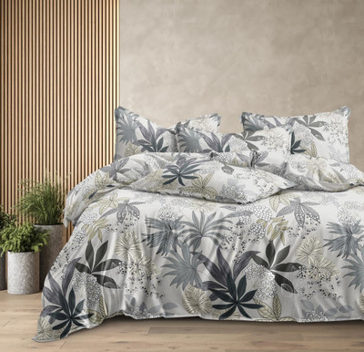 CHICERY Printed Double Comforter for  Heavy Winter(Cotton, Lupin Grey Leaf)