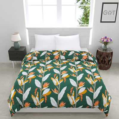 GYT Printed Double Comforter for  Mild Winter(Microfiber, Dark Green)