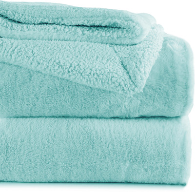 VAS COLLECTIONS Solid Double Sherpa Blanket for  Heavy Winter(Polyester, Turquoise Blue)