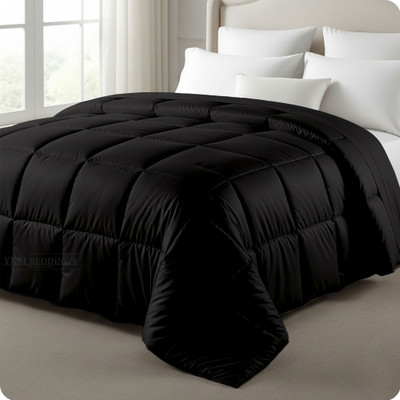 MeckHome Culture Solid Double Comforter for  Mild Winter(Silk, Black)