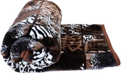 ARIVETS Printed Double Mink Blanket for  Mild Winter(Woollen Blend, Brown)