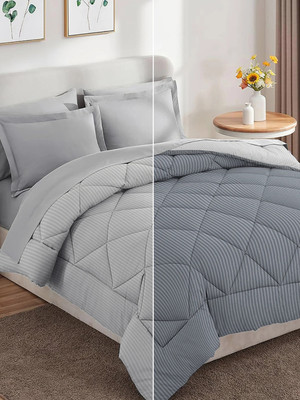 BSB HOME Solid Double Comforter for  Heavy Winter(Microfiber, Grey & Light Grey)