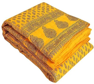 THROW KING Floral Single Quilt for  Heavy Winter(Cotton, Yellow)