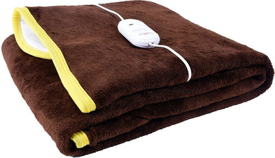 Comfort Ideas Solid Single Electric Blanket for  Heavy Winter(Microfiber, Brown)
