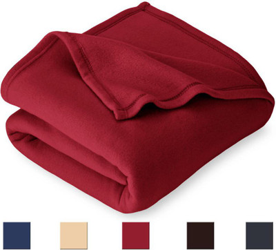 VAS COLLECTIONS Solid Double Wearable Blanket for  Mild Winter(Polyester, Red/solid)